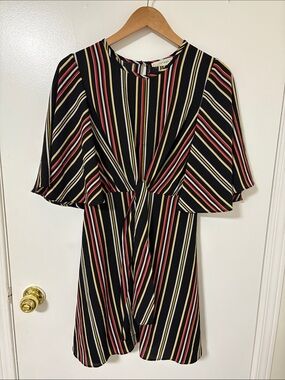 Marshalls Black Striped Mini Dress with Tie Front